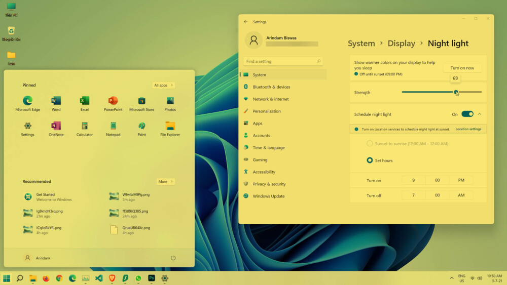 Turn On Night Light in Windows 11